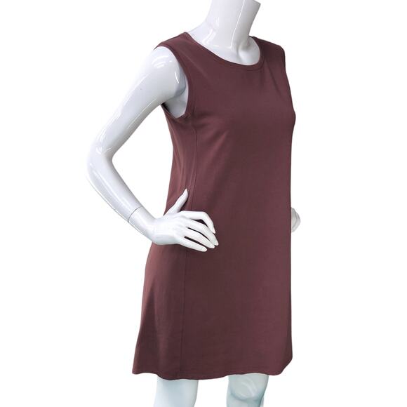 Eileen Fisher Womens Size S Stretch Jersey Knit Dress Round Neck Rust USA Made - Picture 10 of 15